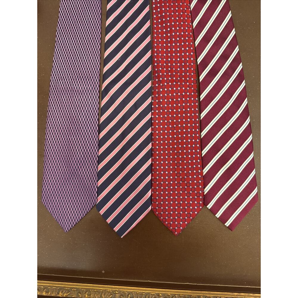 BARNEYS NEW YORK MADE ITALY BLUE/RED Pink Bundle Of 4 NECK TIES DESIGNER Necktie